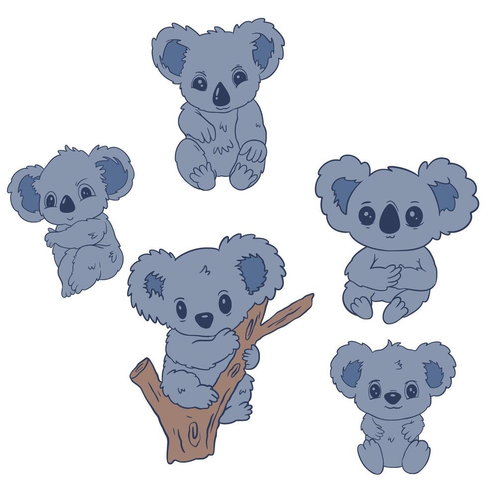 Koala illustration cartoon cute Set collection vector