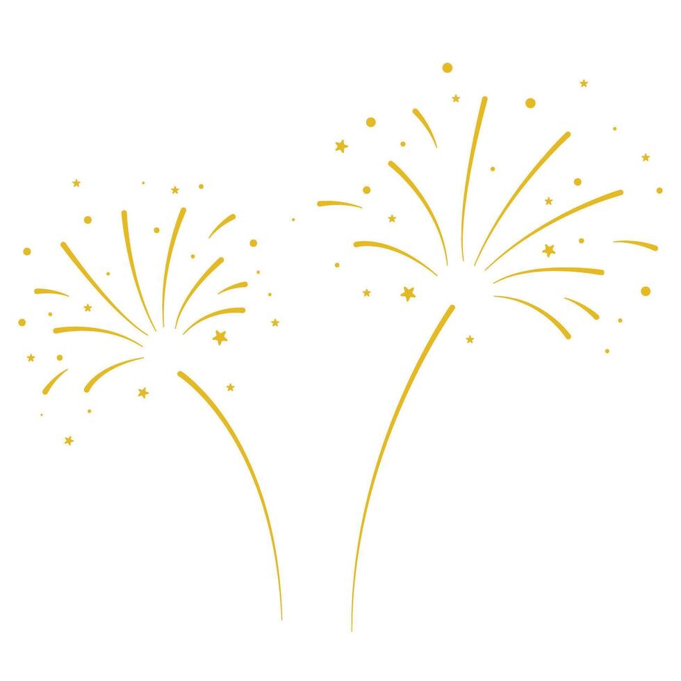Festive golden fireworks with stars clip art vector