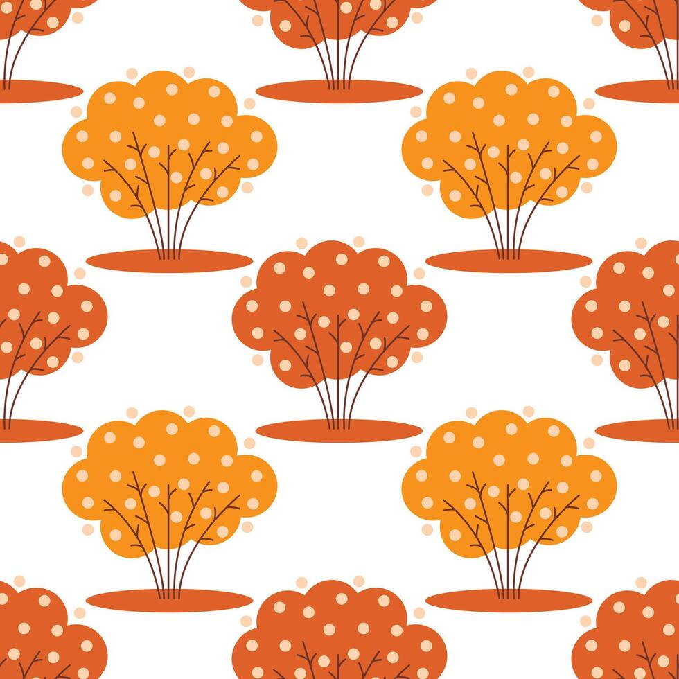 Autumn forest with orange and brown trees vector