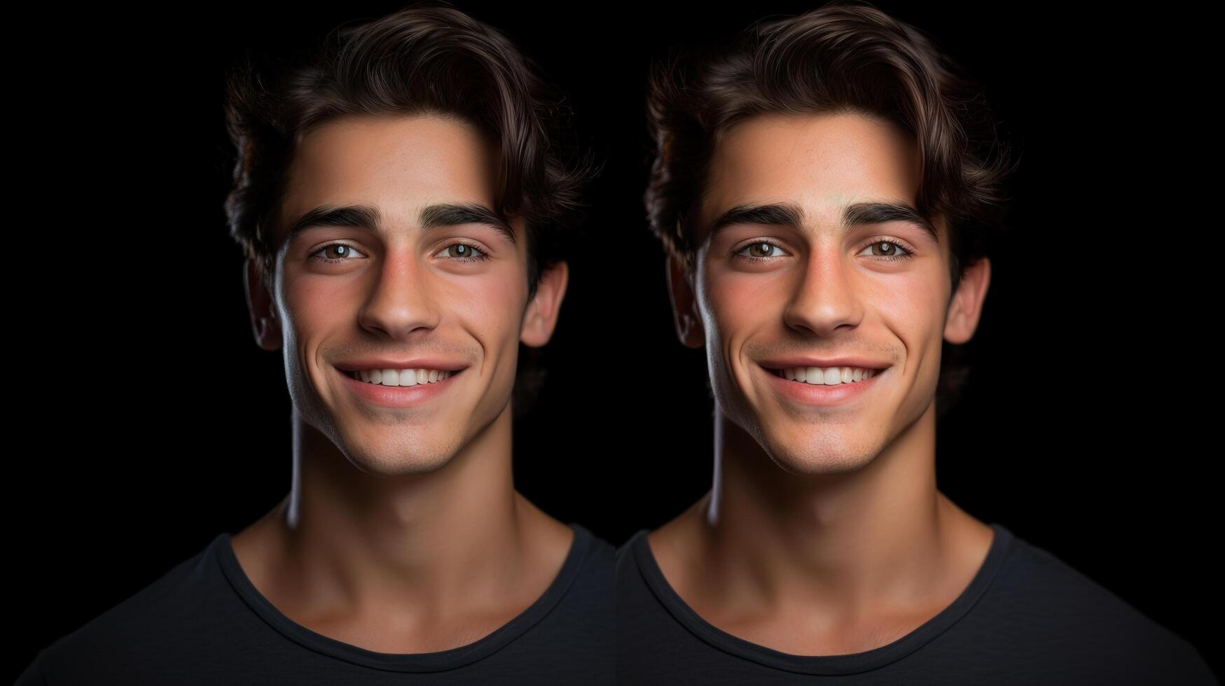 Two men with different facial expressions photo