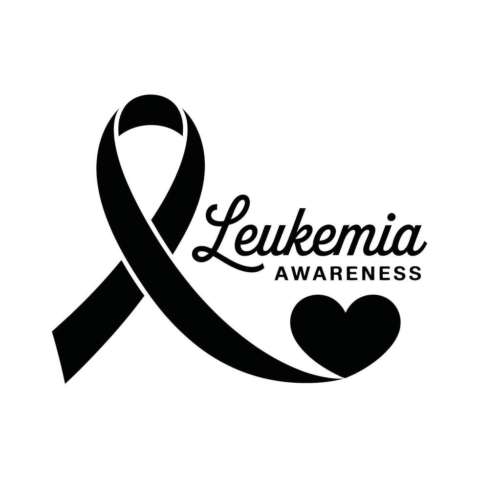 Leukaemia Awareness Ribbon A moving monochrome picture of a black ribbon, which represents solidarity and support for people with leukaemia. vector