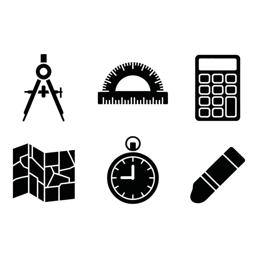 Set Icons of Essential Tools for Planning and Measurement vector