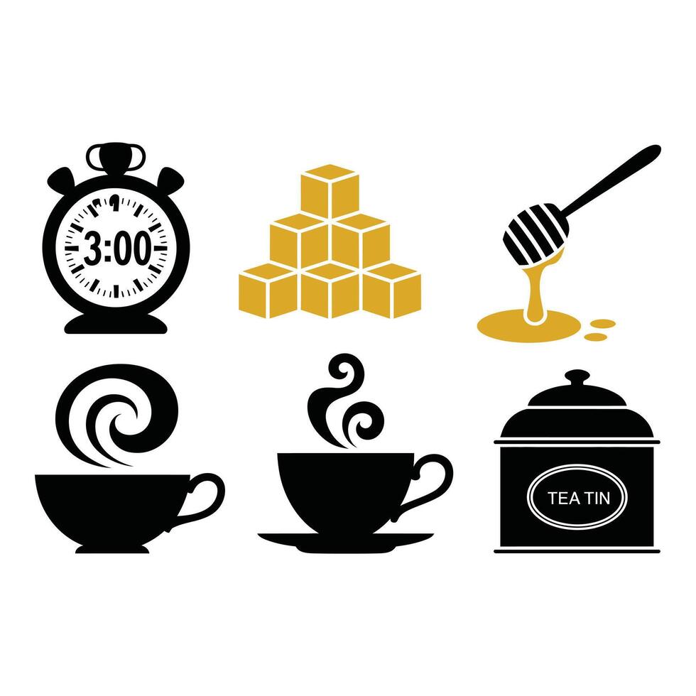Simple Tea Time Icons for Design vector