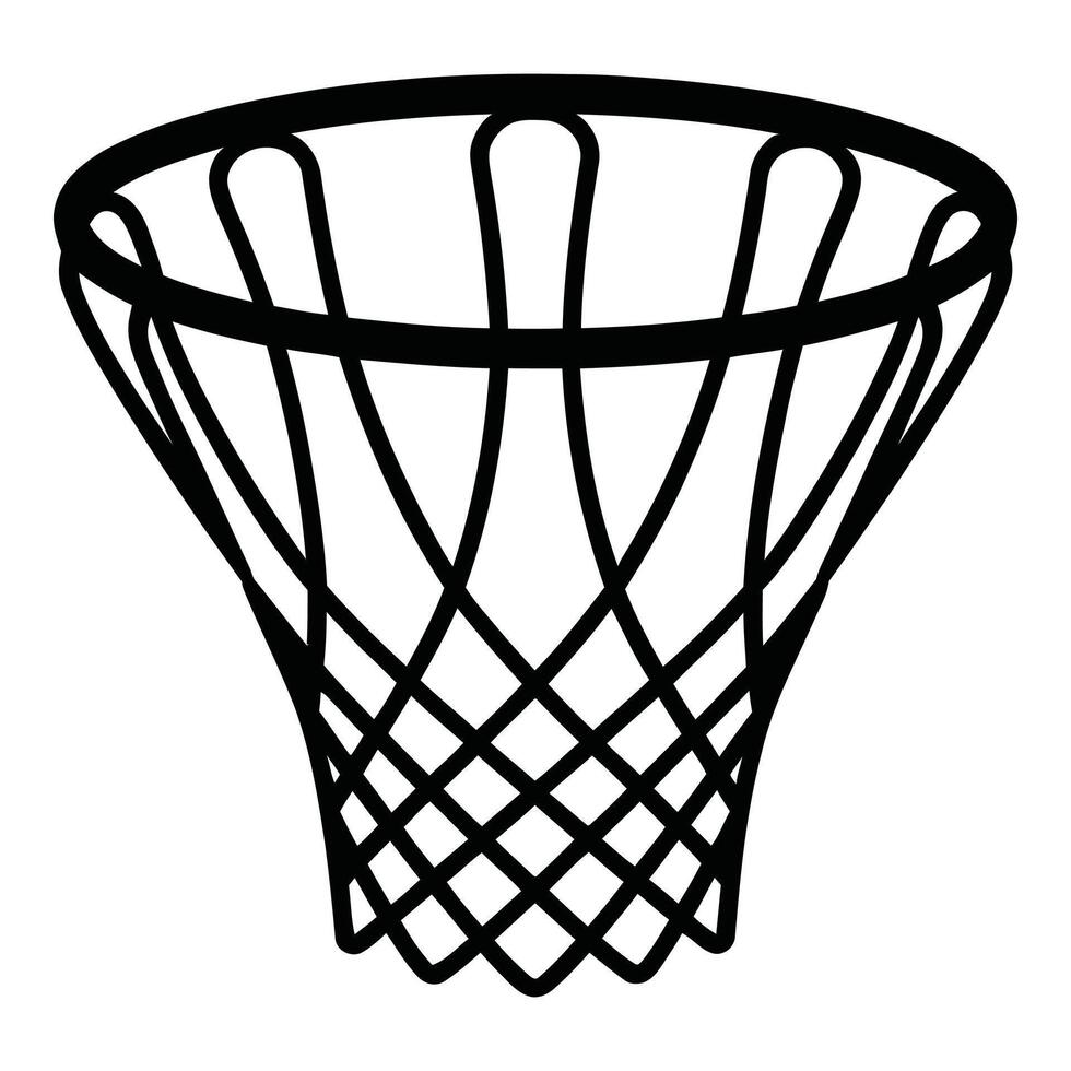 Simple Black and White Basketball Hoop Outline vector