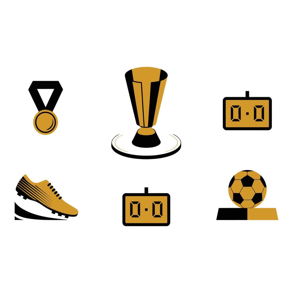 Flat Icons Representing Soccer Trophies Medals and Game Elements vector