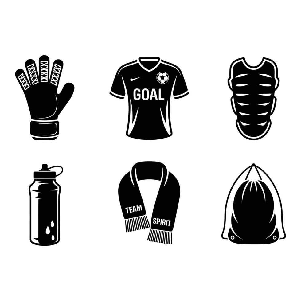 Essential Soccer Gear Icons in Monochrome Style vector