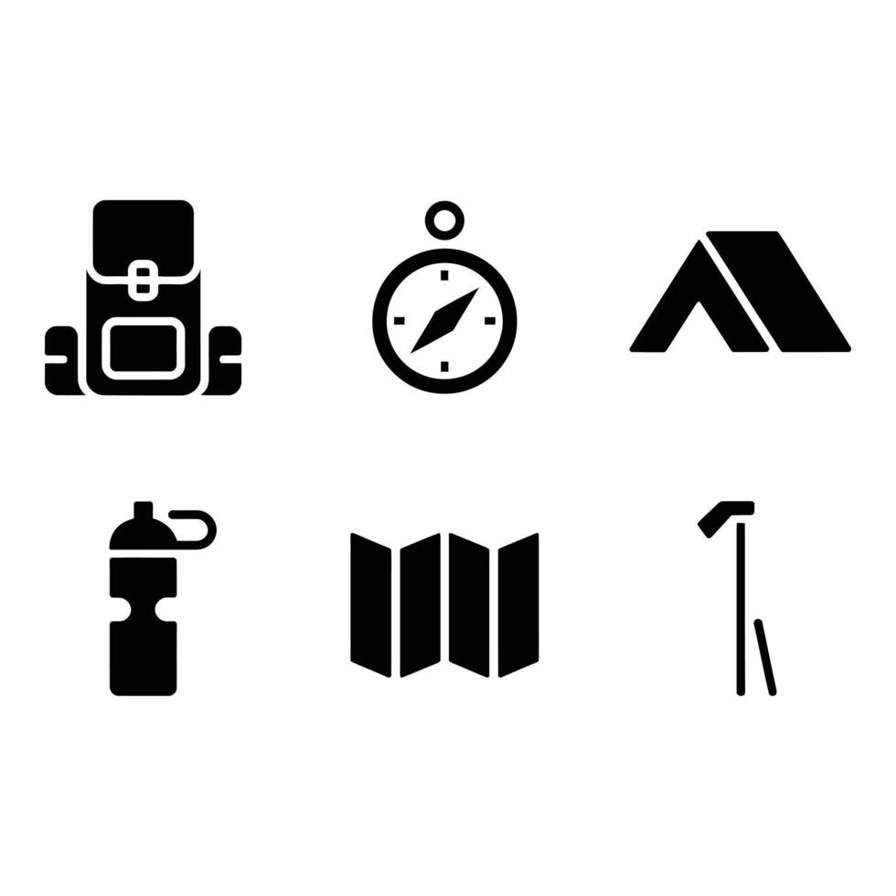 Essential Camping Icons Set for Outdoor Enthusiasts vector