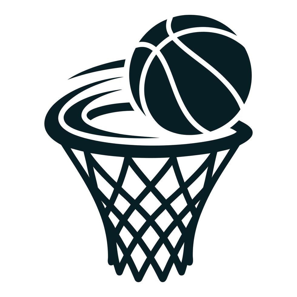 Basketball Hoop with Ball Swirling Through vector