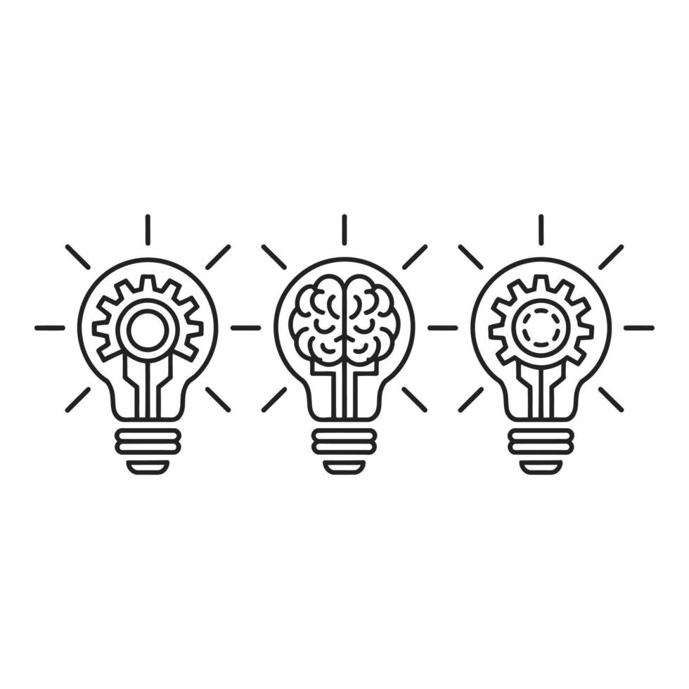Illuminating ideas Gears of Innovation and Brainpower unite to brighten the future through vector