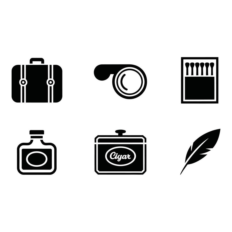 A voyage of discovery featuring nostalgic artifacts suitcase whistle spirits cigars and feathers on vector