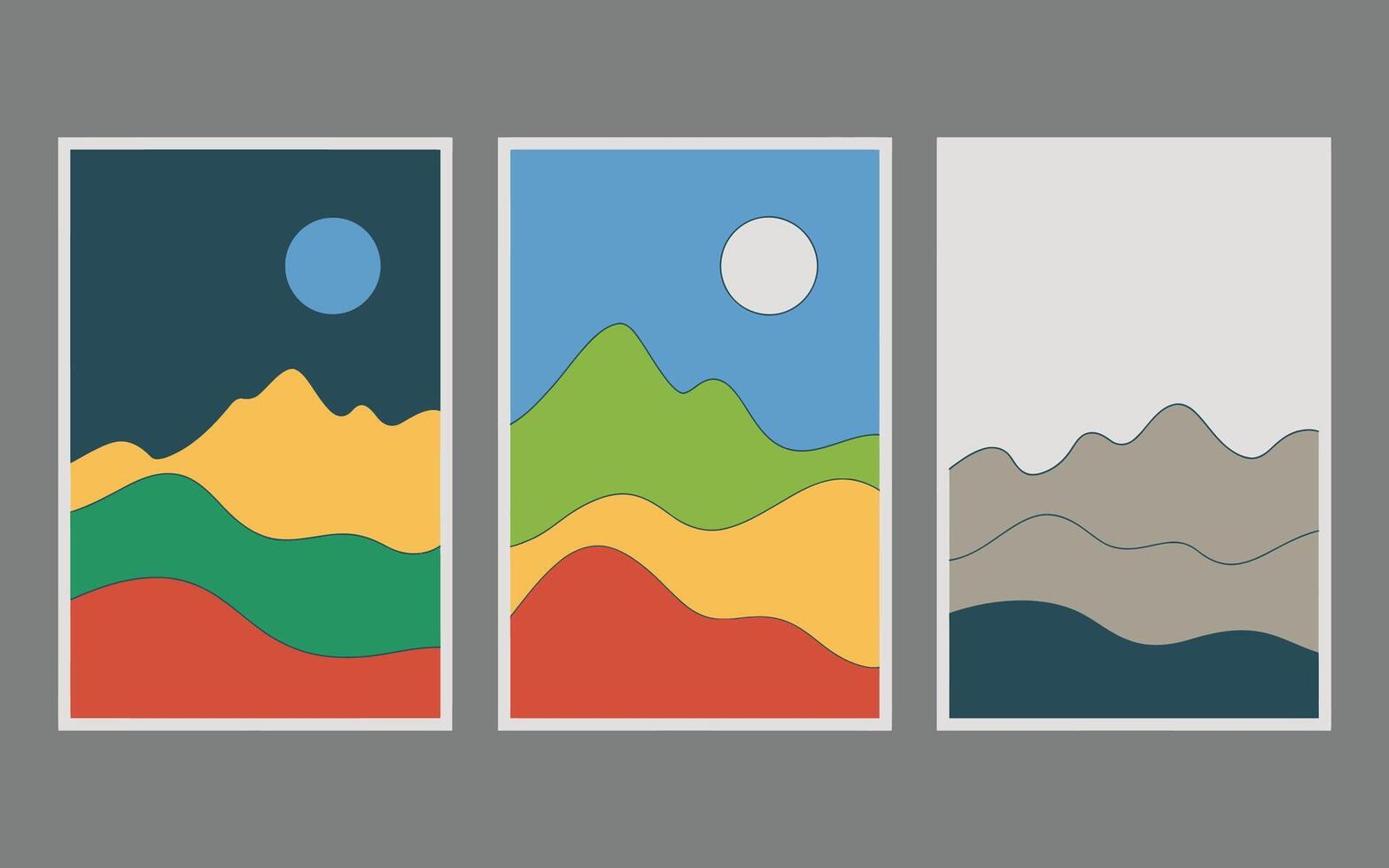 Colorful mountain range art prints displaying nature s vector