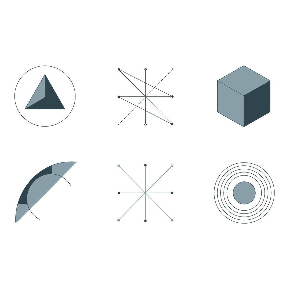 Geometric Shapes Collection on Light Background vector