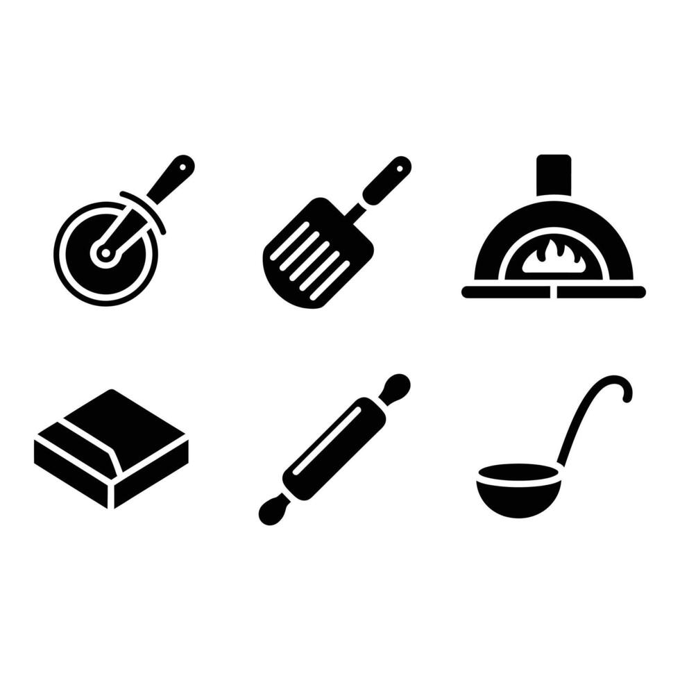 Set Illustration of Essential Pizza Baking Tools vector