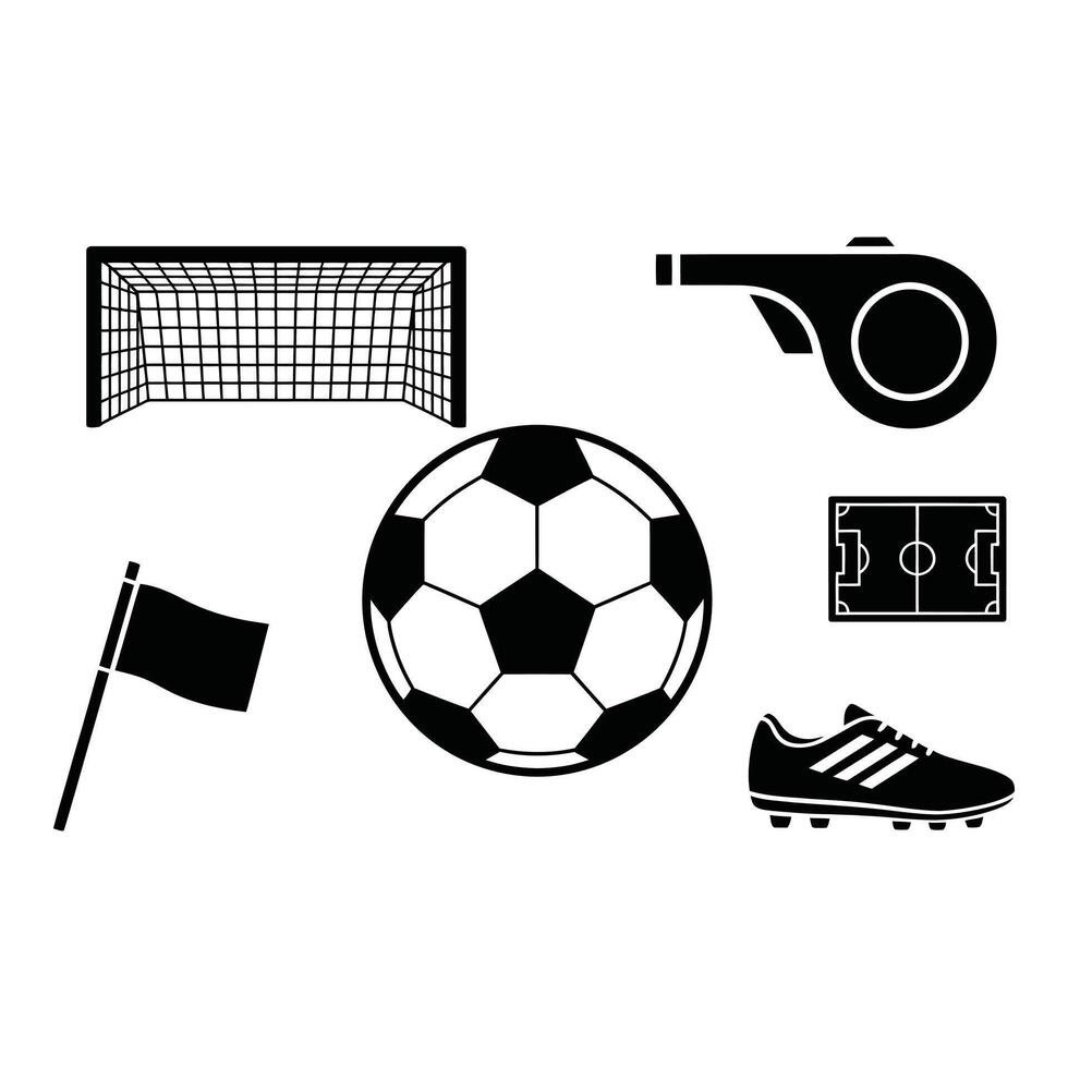 Set Illustration of Essential Soccer Elements vector