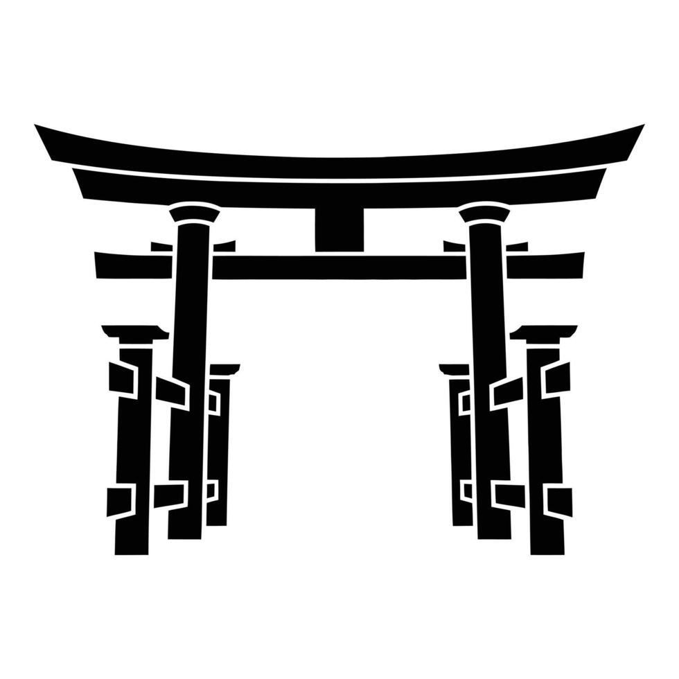 Simple Silhouette of a Traditional Japanese Torii Gate vector