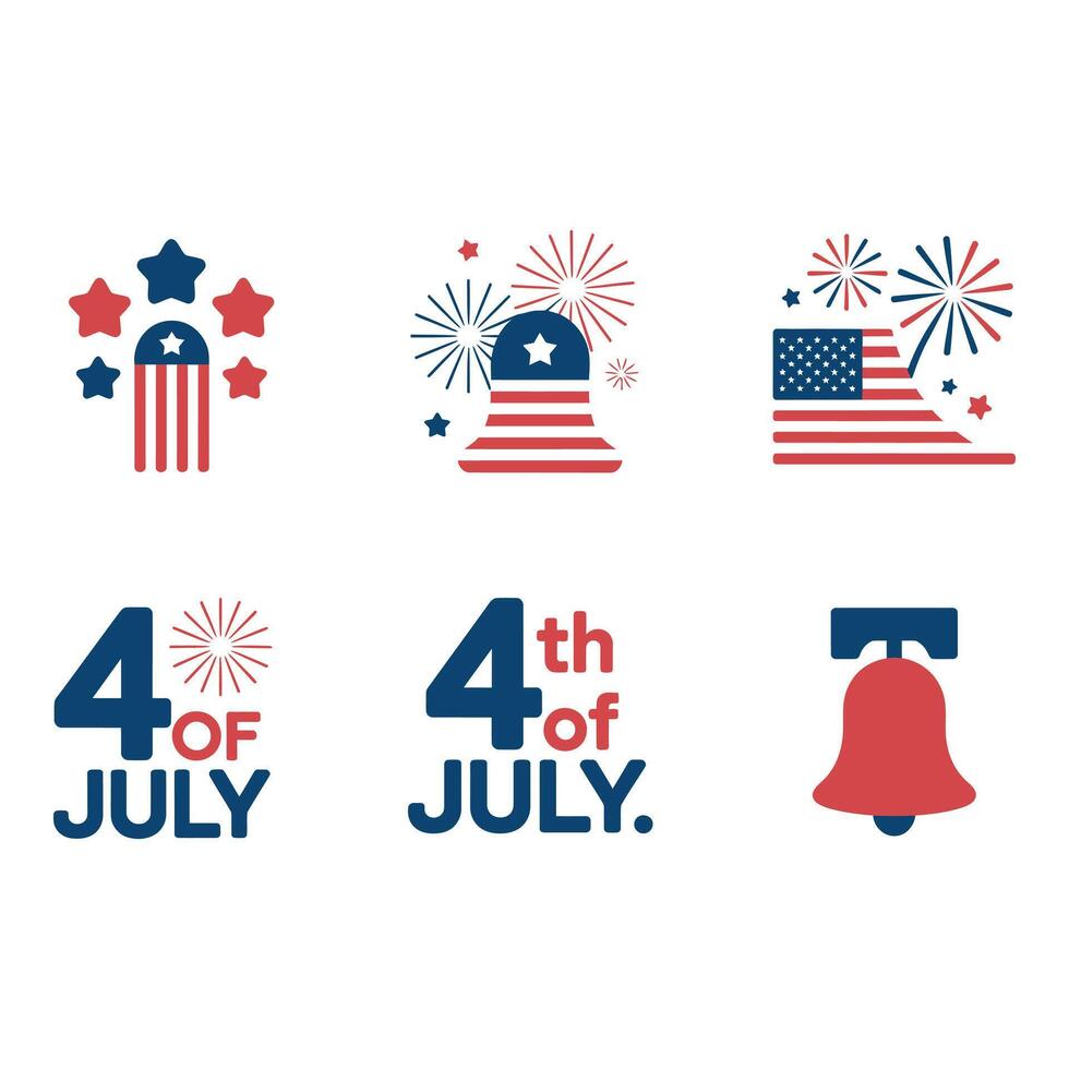 Celebrating Independence Day Patriotic icons of freedom liberty and fireworks on a clean background vector