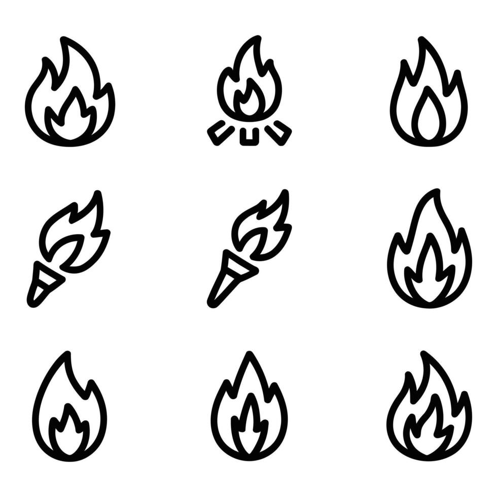 Flames ignite courage warmth representing passion resilience in simple minimalist black and white vector