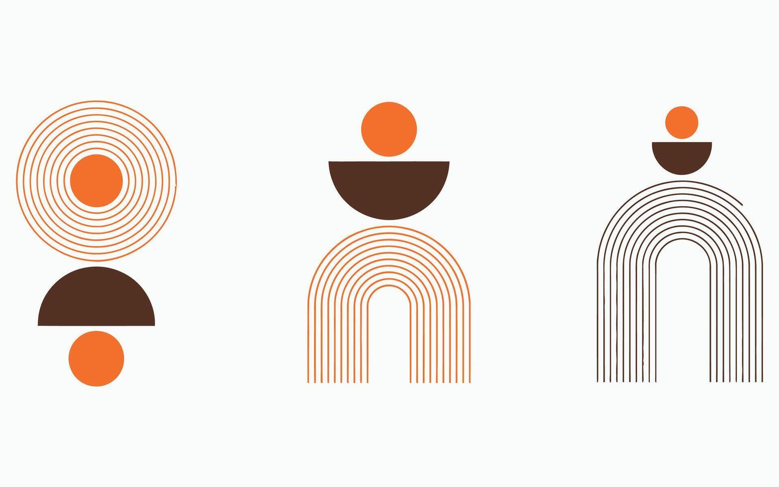 Harmonious geometric trio art prints in warm modern home vector
