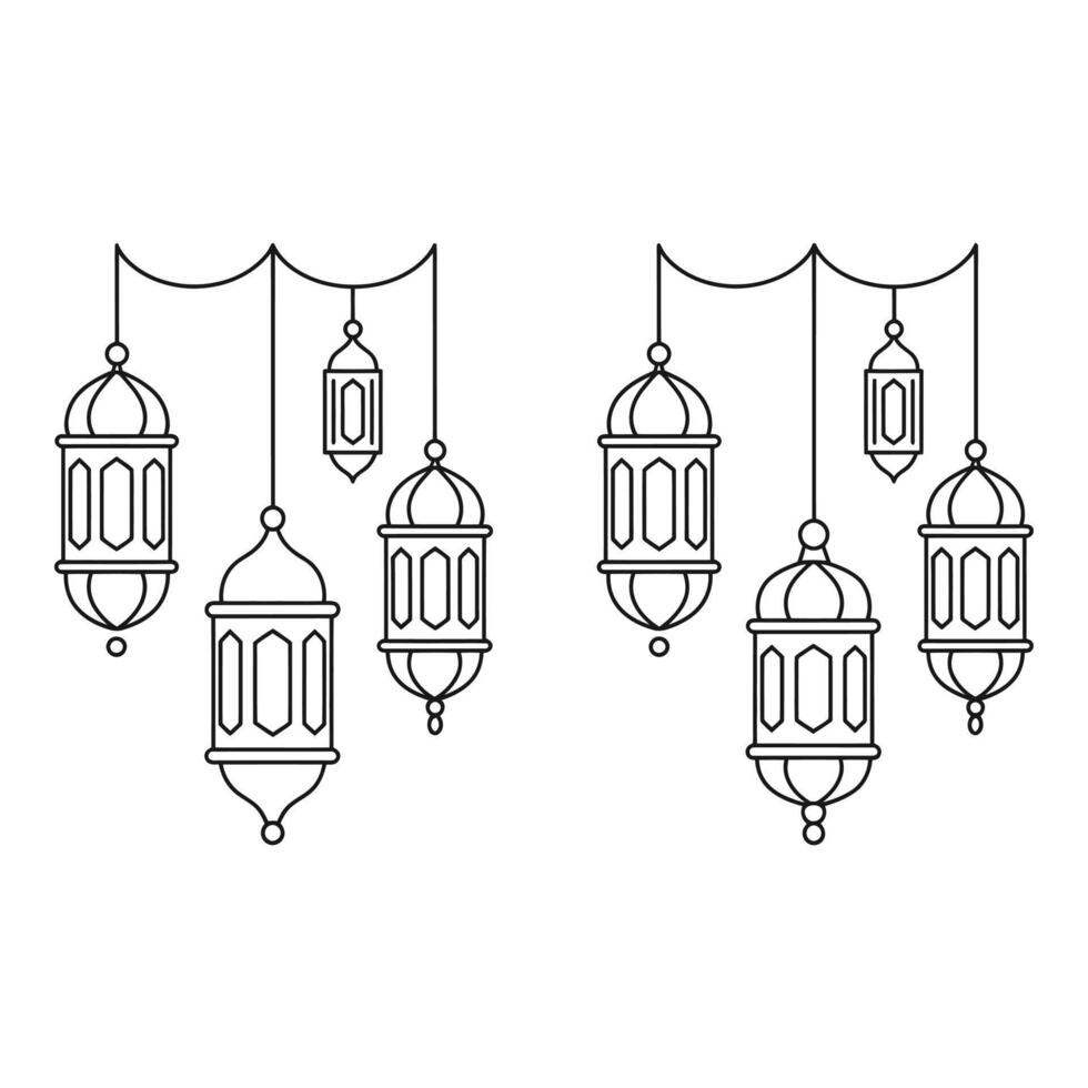 art of Hanging ramadan lanterns isolated on white background for islamic holiday celebration vector