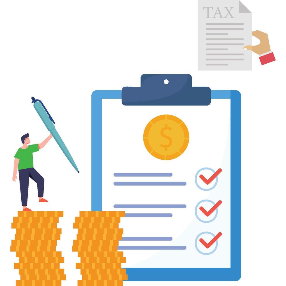 Male Employee Making Tax Report Illustration vector
