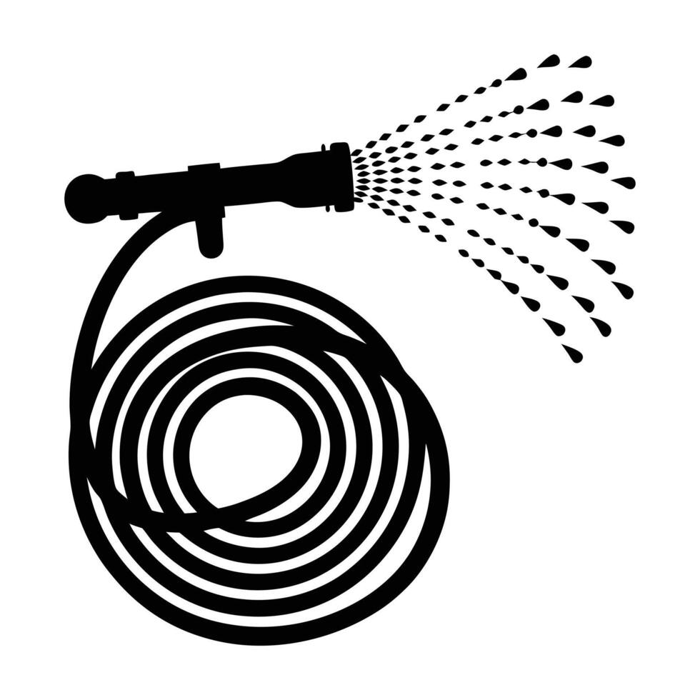 a black and white illustration of a hose with water coming out vector