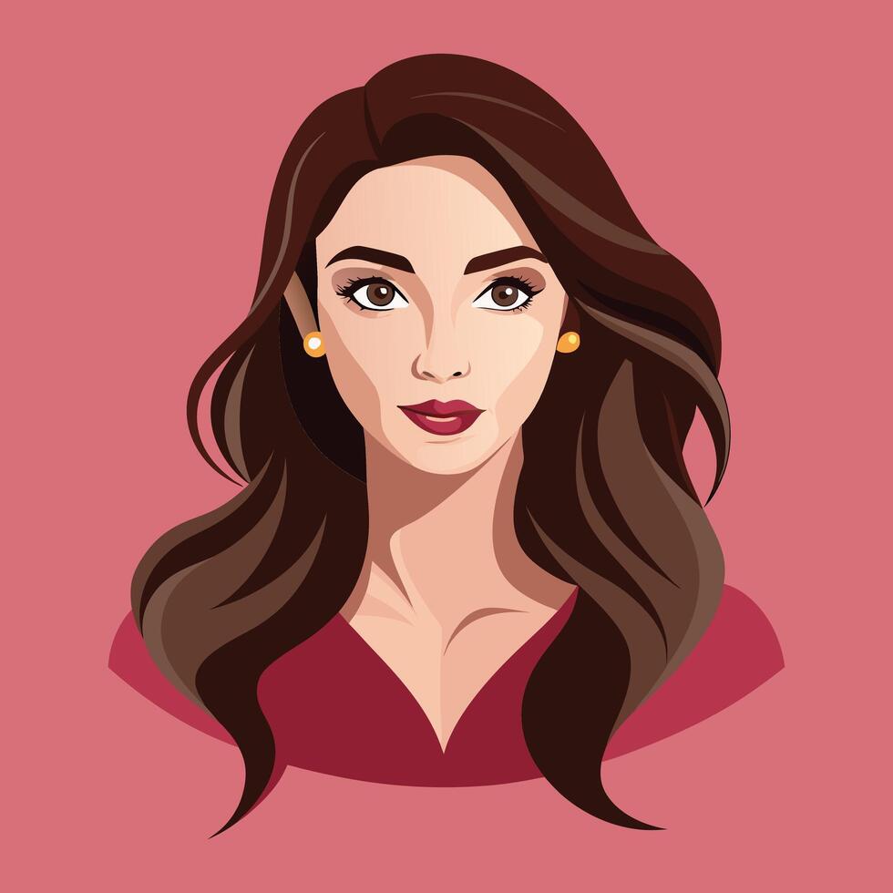 a woman with long hair and a red shirt vector