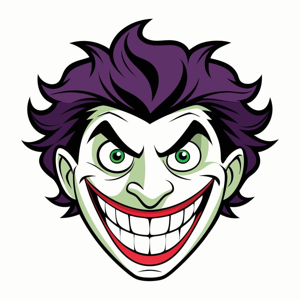 the joker head is shown with a purple and green hair vector