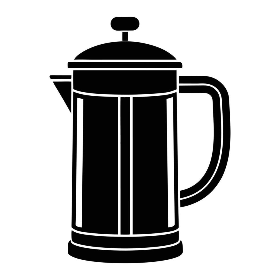 a black and white illustration of a french press coffee pot vector