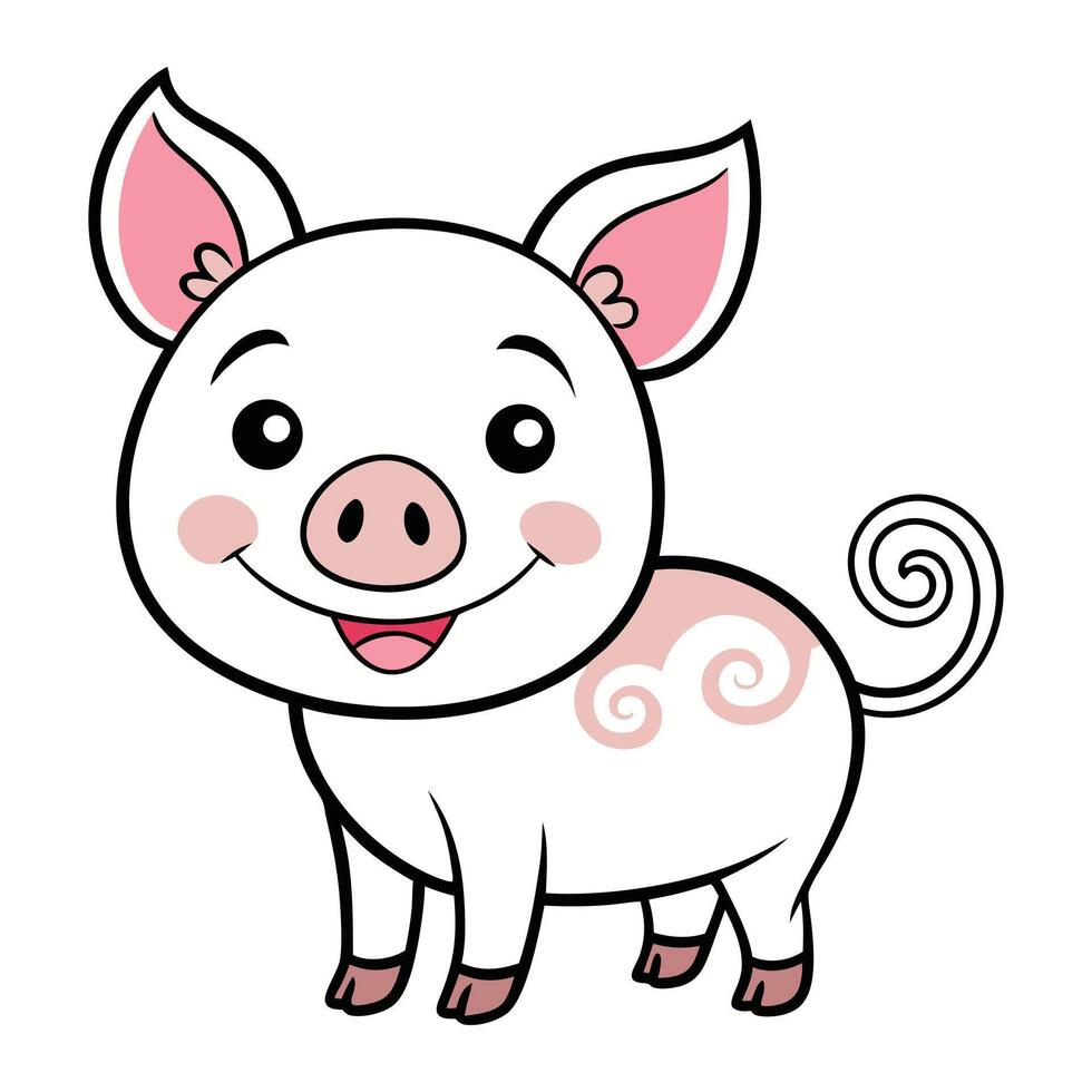 a cartoon pig with pink eyes and a white background vector