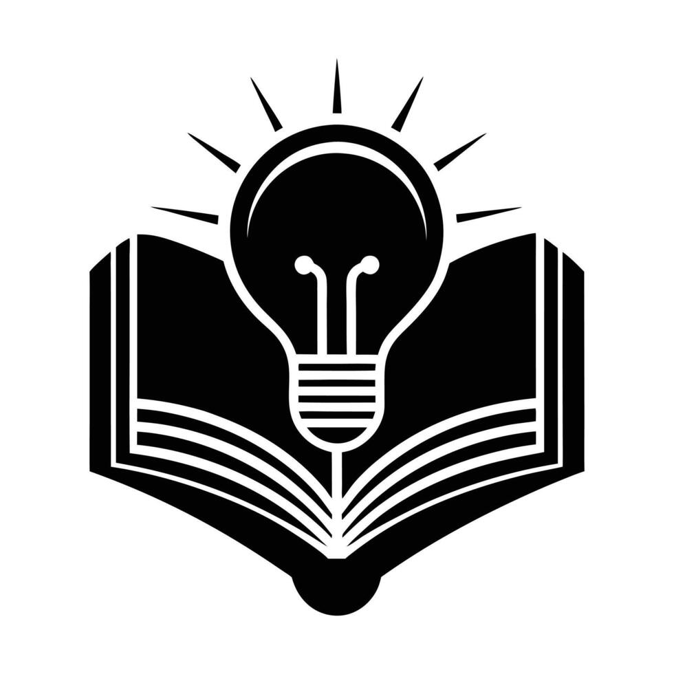an open book with a light bulb inside vector