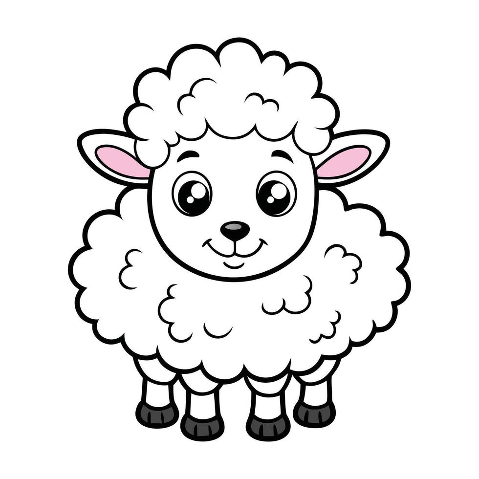 a cartoon sheep with big eyes and a white background vector