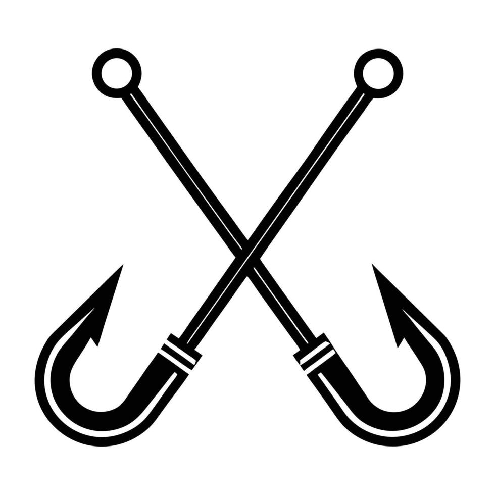 two fishing hooks with two hooks on each side vector