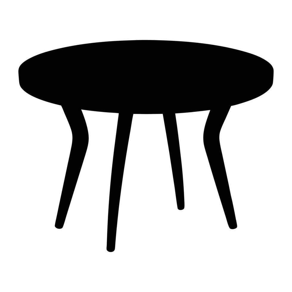 a black and white illustration of a round table vector