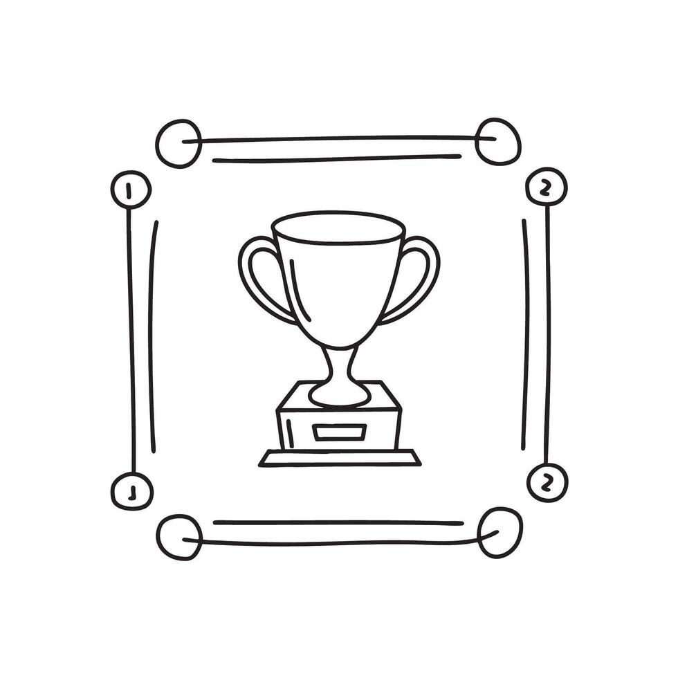 A trophy near a frame of podium victory vector