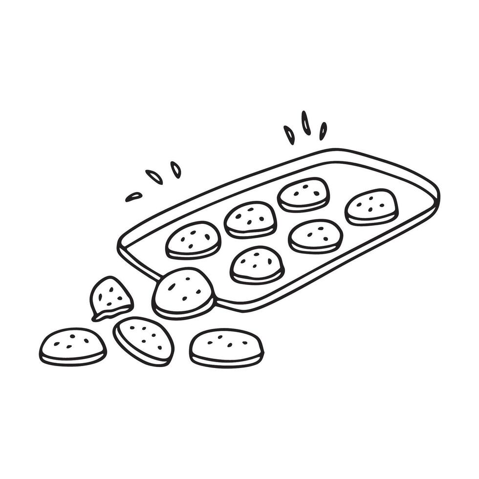 A tray with cookies spilling to the floor vector