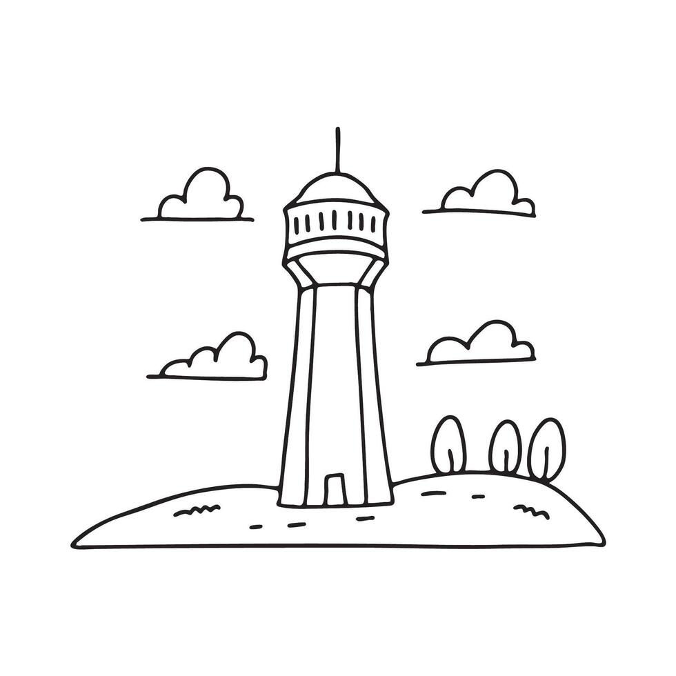 A tower placed beside a hill in open daylight vector