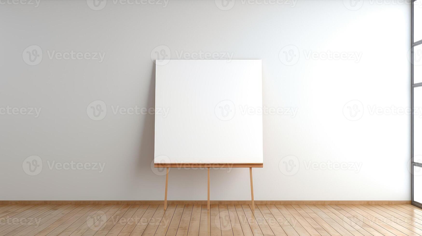 stark wooden easel with white canvas photo