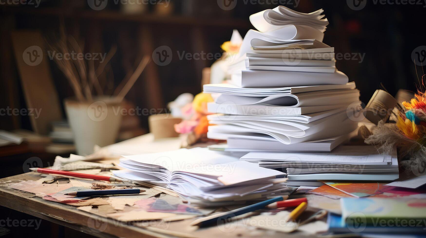 photograph stack of white paper photo