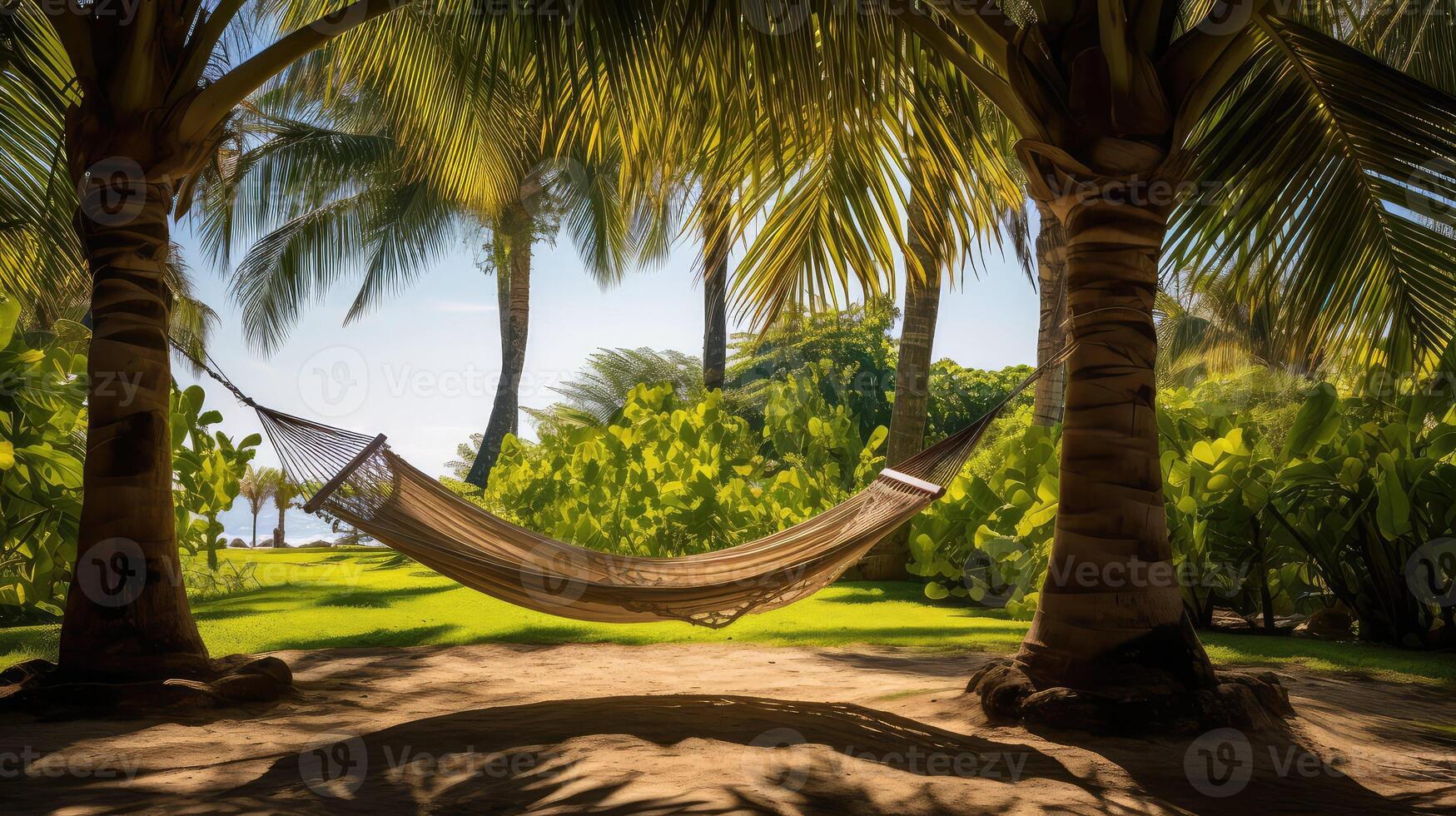 oasis palm tree with hammock photo
