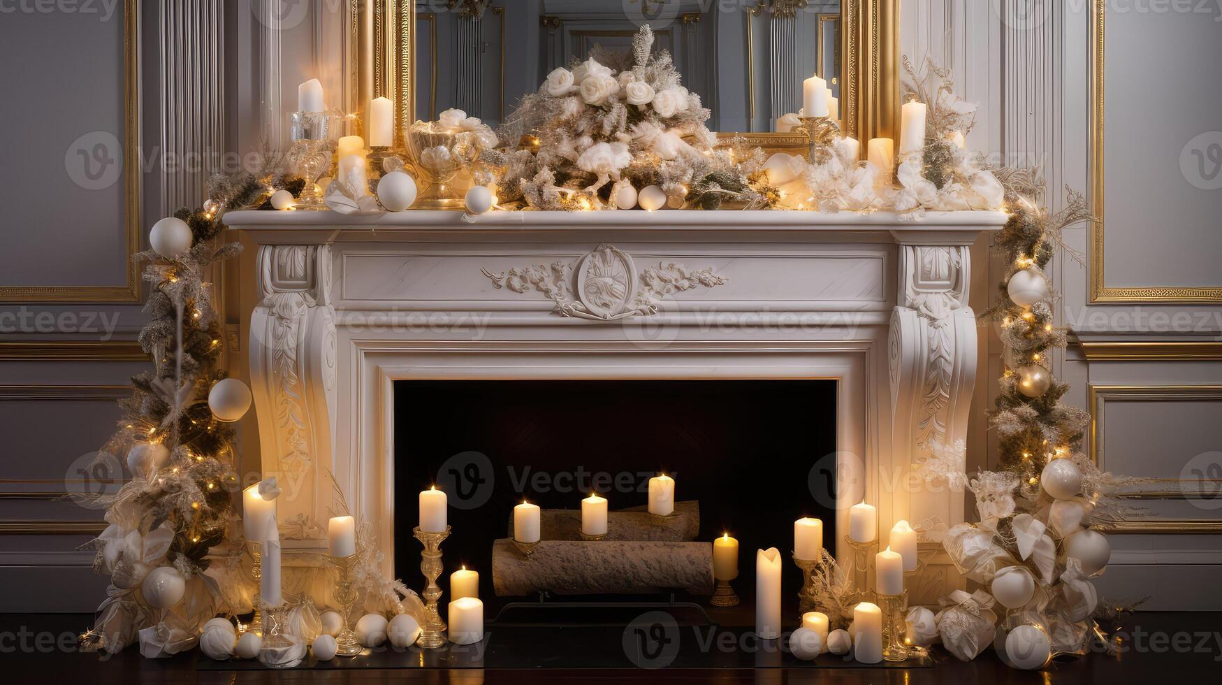 mantel christmas fire place photo