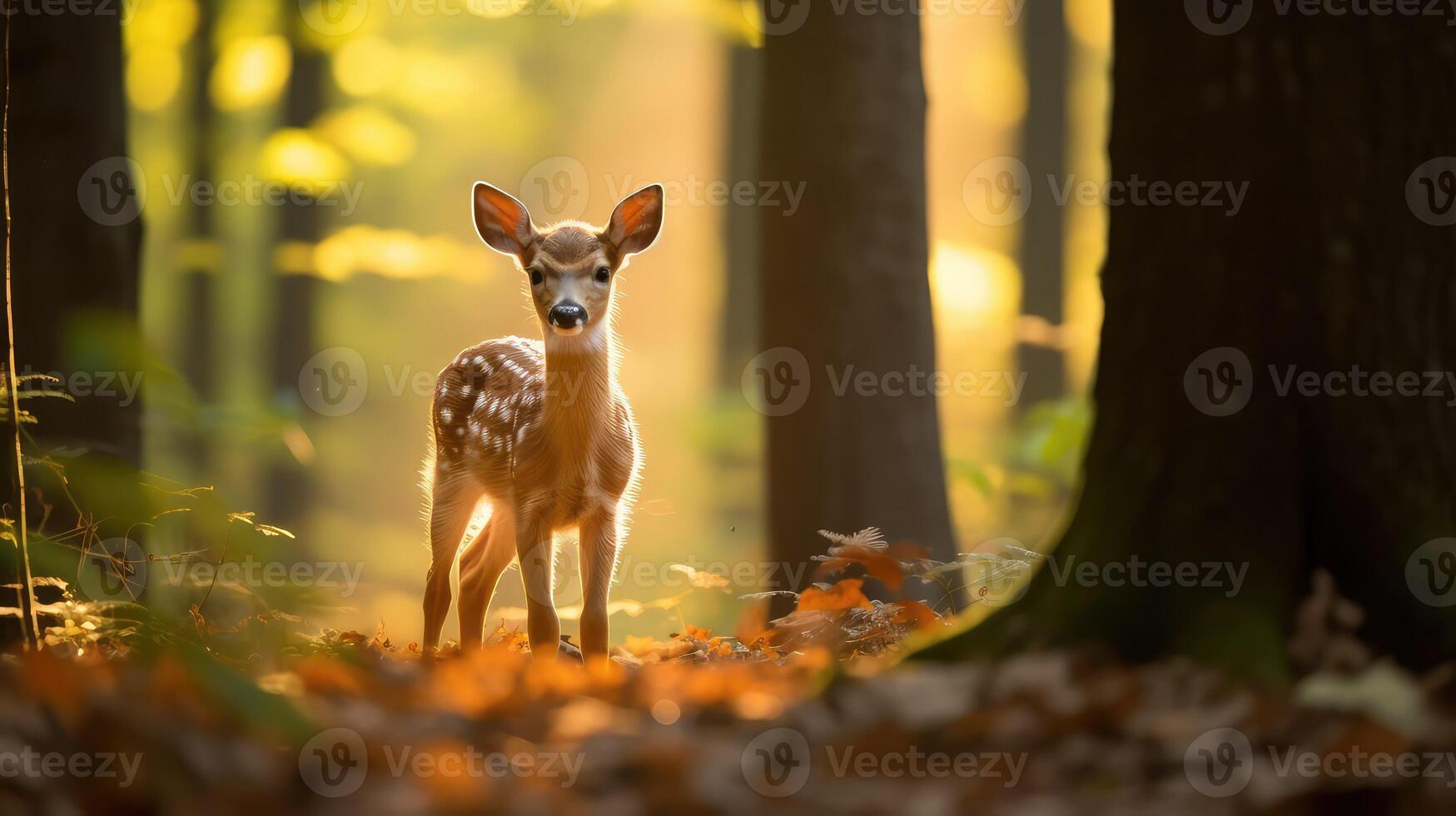 forest white tailed deer fawn photo