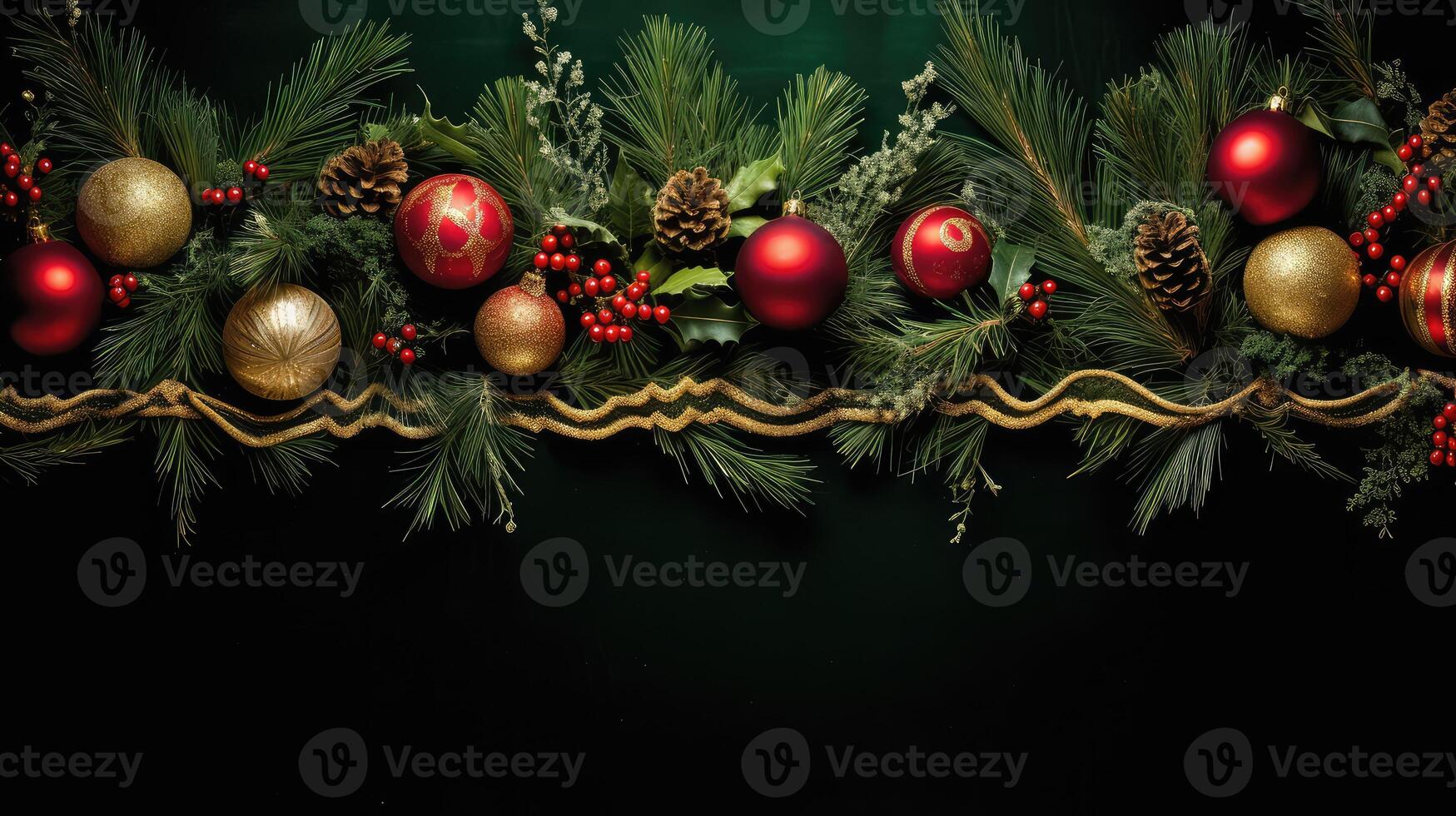 holiday christmas greens border photo