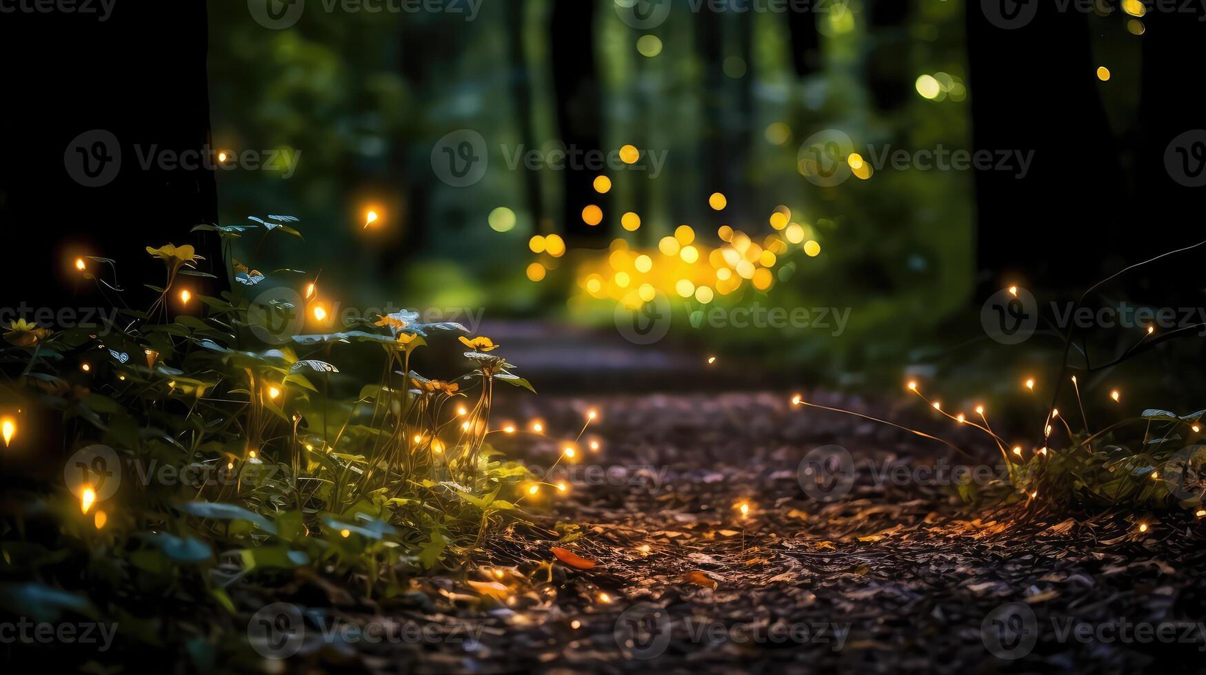 fireflies blurry light photo