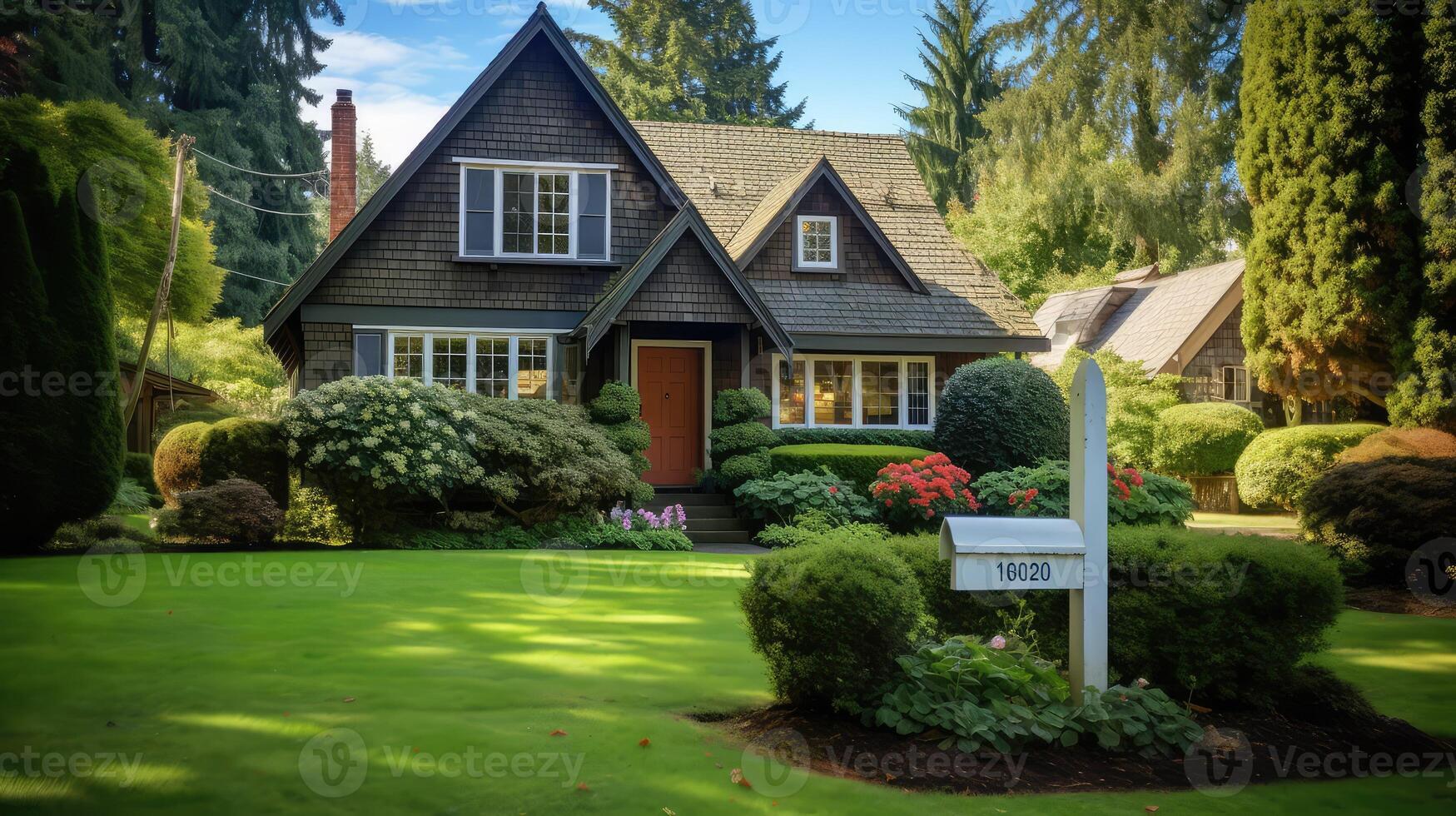 charming house with yard sign photo