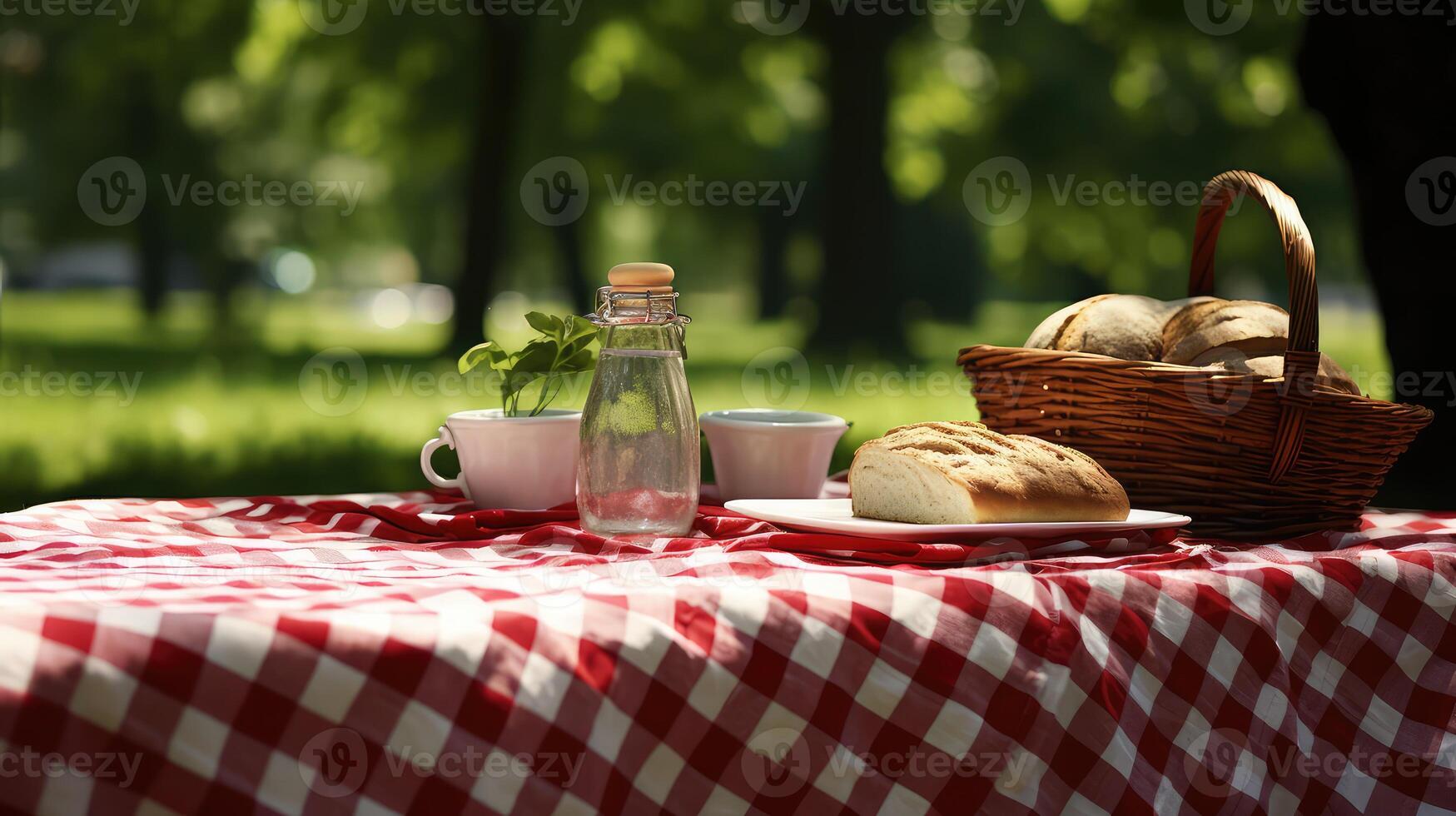 park red and white table cloth photo