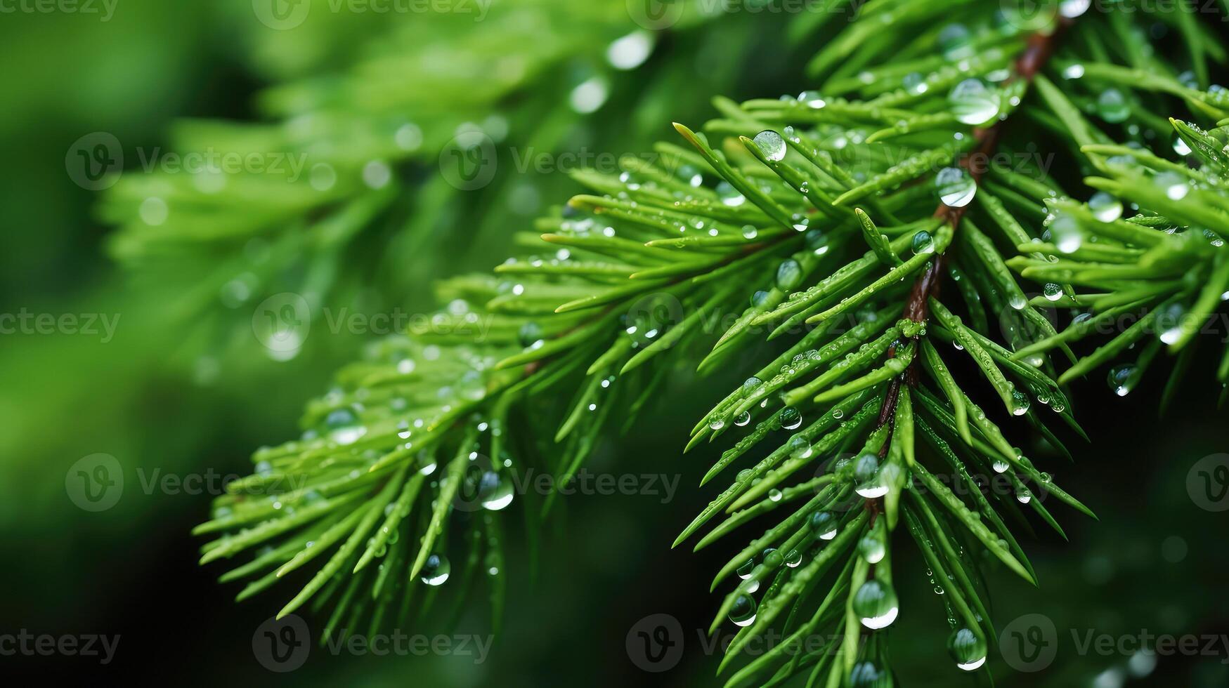 dewdrops cedar leaf photo