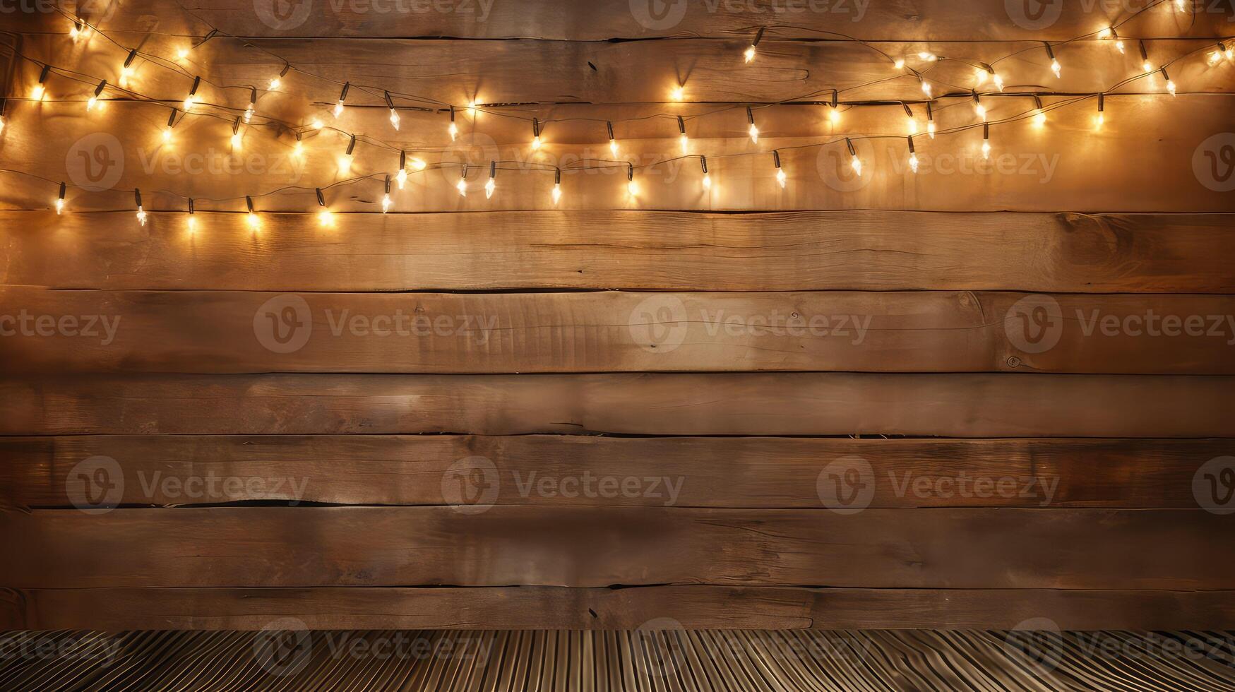 charm wood background with string lights photo