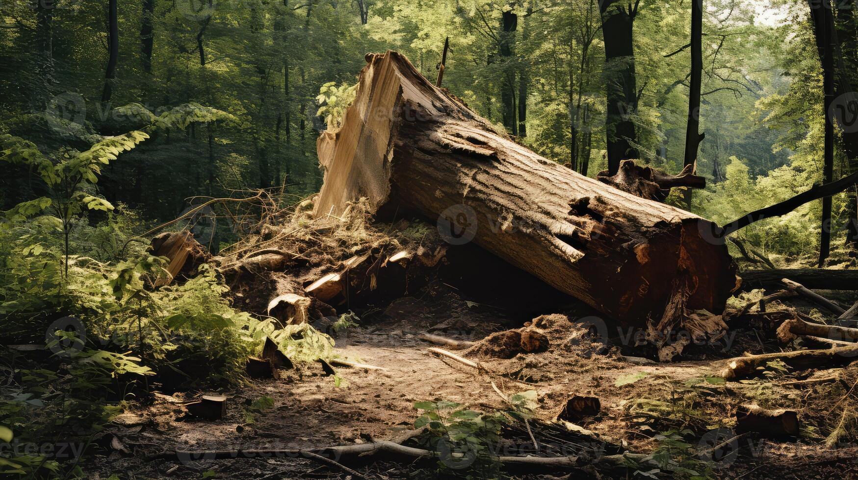 aftermath chop down oak tree photo