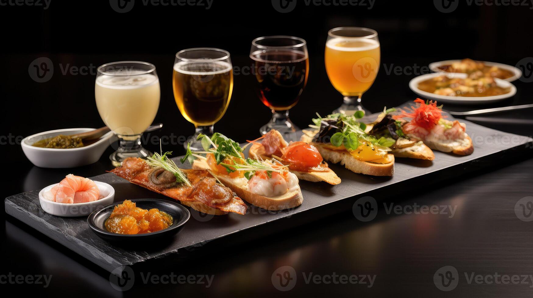 elegant tapas and beer photo