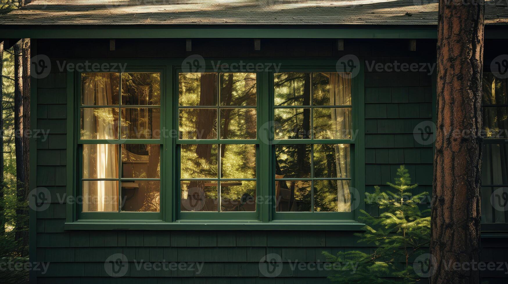 pine tinted house window photo